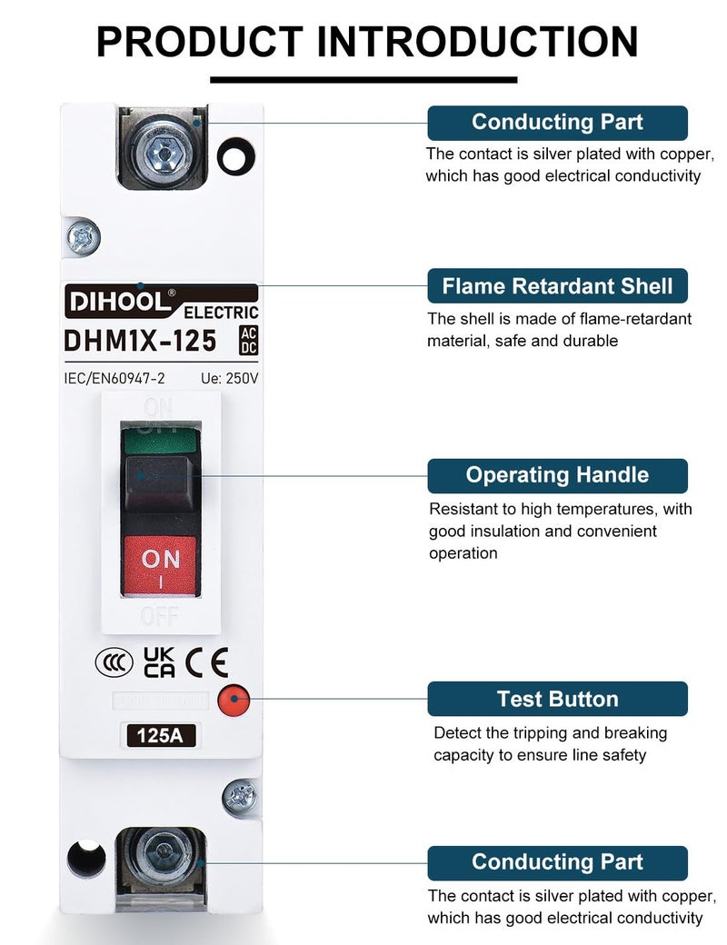 DIHOOL 125 Amp Heavy Duty Battery Disconnect Switch, DC Circuit Breaker for Car Audio RV Marine Boat Truck Trolling Motors - Image 4